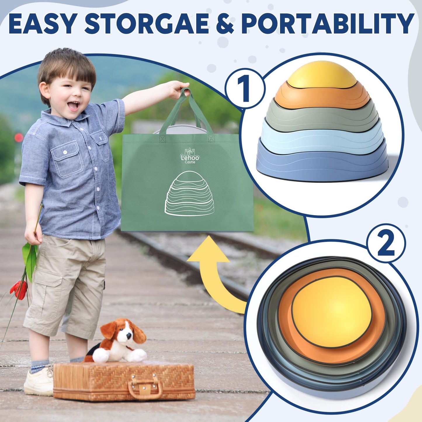 Lehoo Castle Stepping Stones – Non-Slip Toddler Balance Stones for Indoor & Outdoor Play