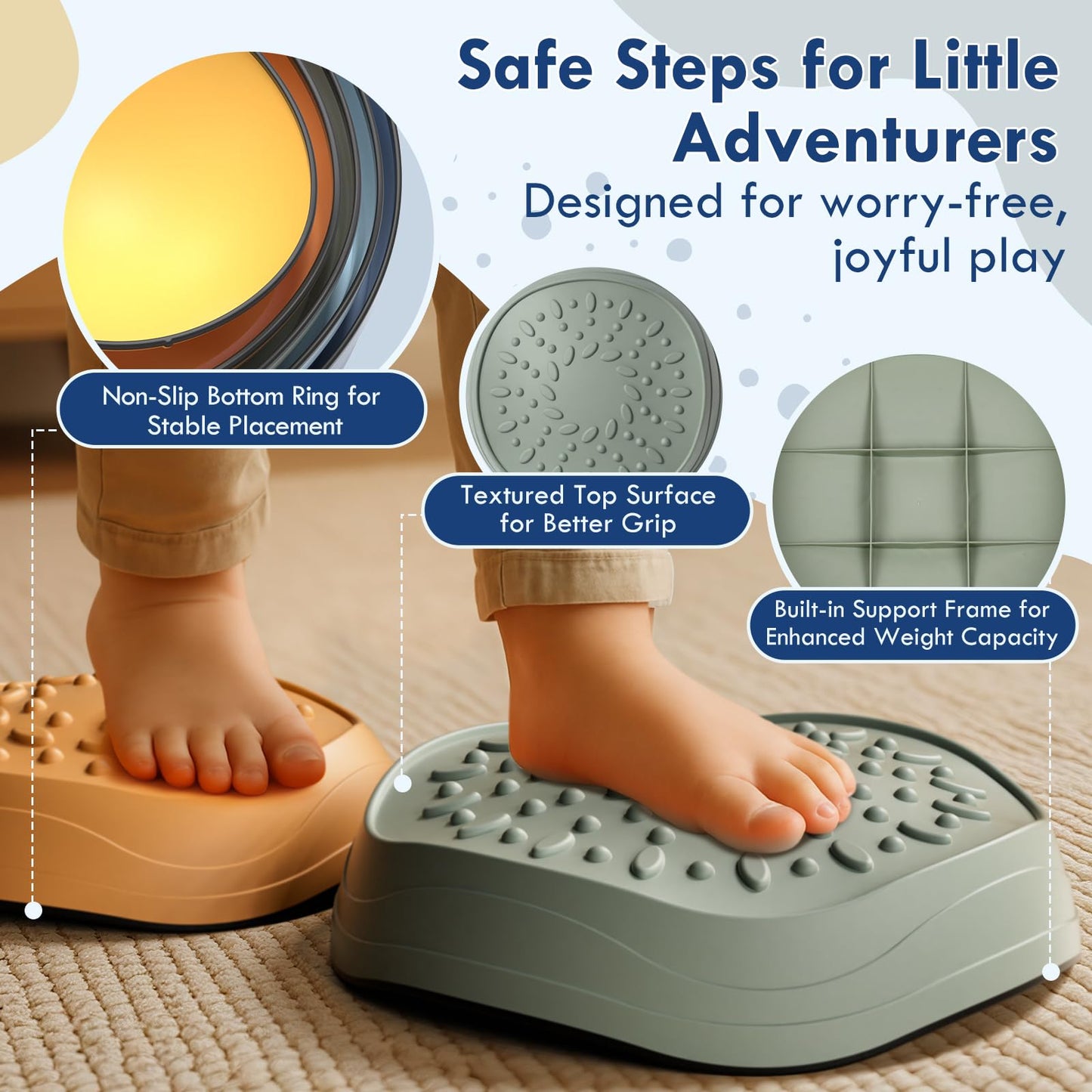 Lehoo Castle Stepping Stones – Non-Slip Toddler Balance Stones for Indoor & Outdoor Play