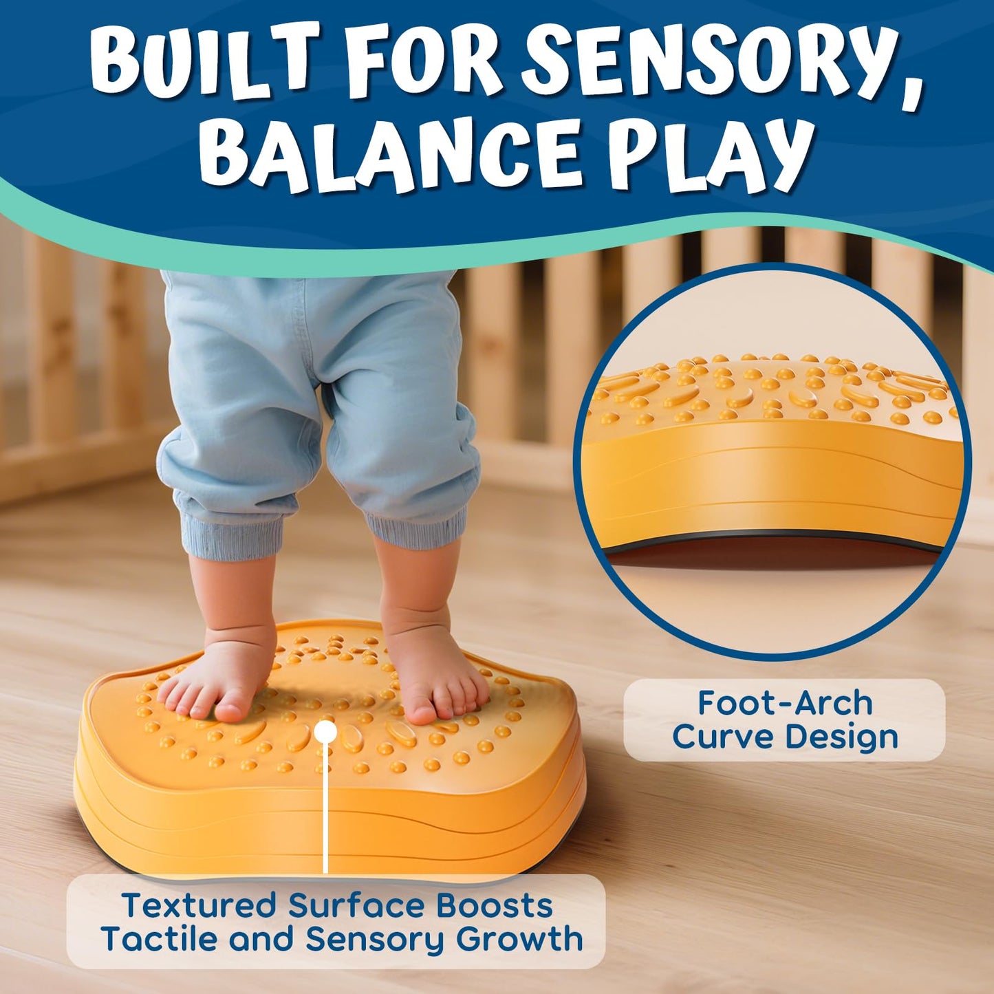 Lehoo Castle Stepping Stones for Kids – Non-Slip Balance Stones, Crab Shape Sensory Play Set (Ages 18 Months+)