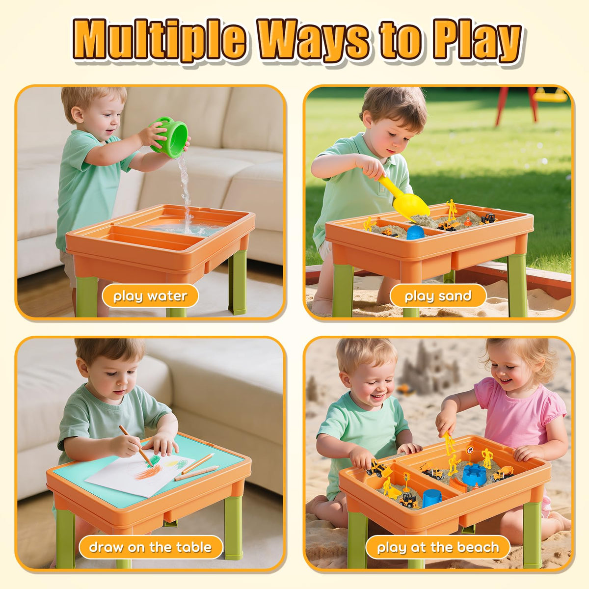 Lehoo Castle Sensory Table with Sand Kit – 26 lbs Sand, 6 Alloy Trucks, Castle Molds, Lid