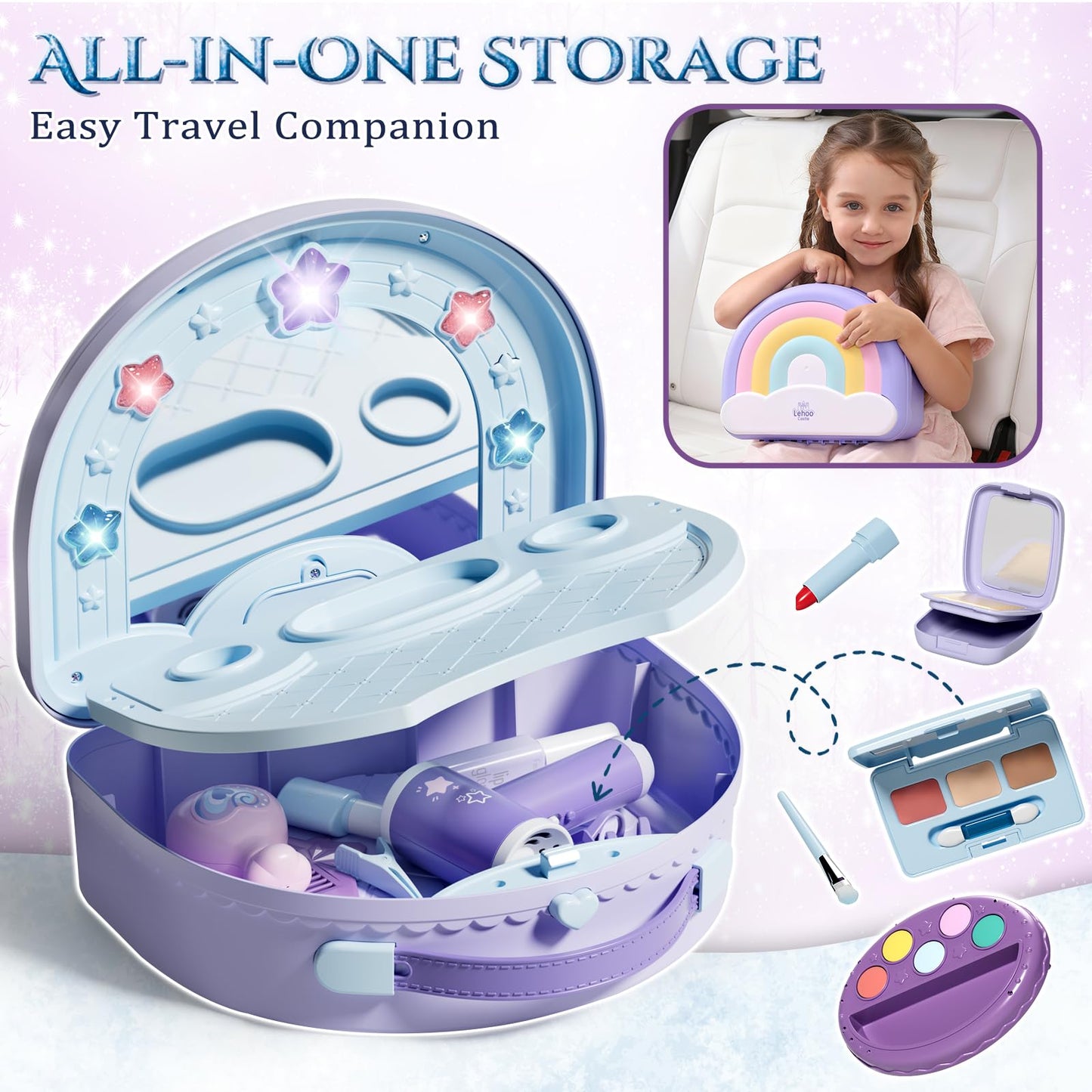 Lehoo Castle Toddler Vanity with Makeup Set – Portable Princess Vanity for 3–5 Year Old Girls