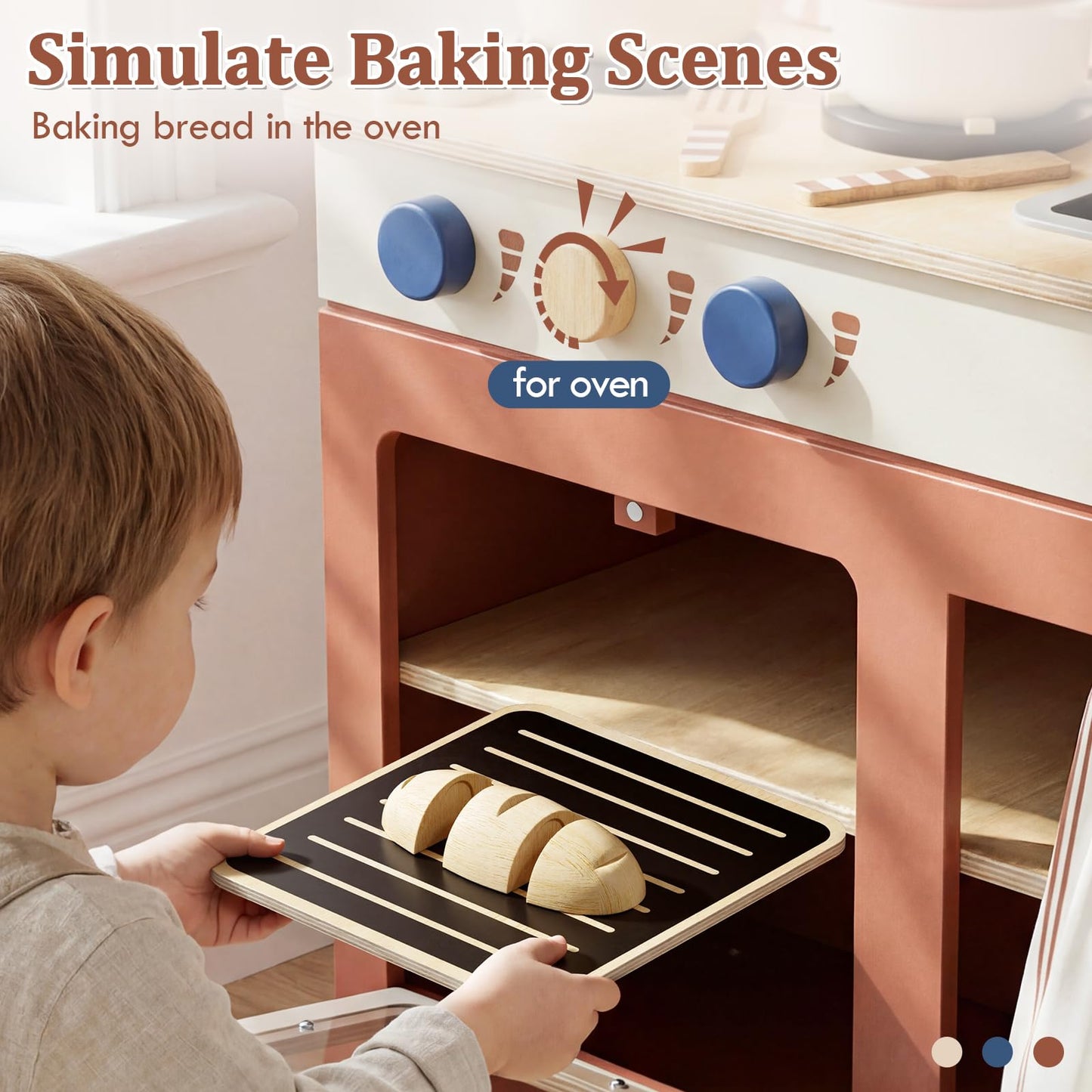 Lehoo Castle Kids Play Kitchen for Toddlers – Wooden Small Kitchen with Accessories