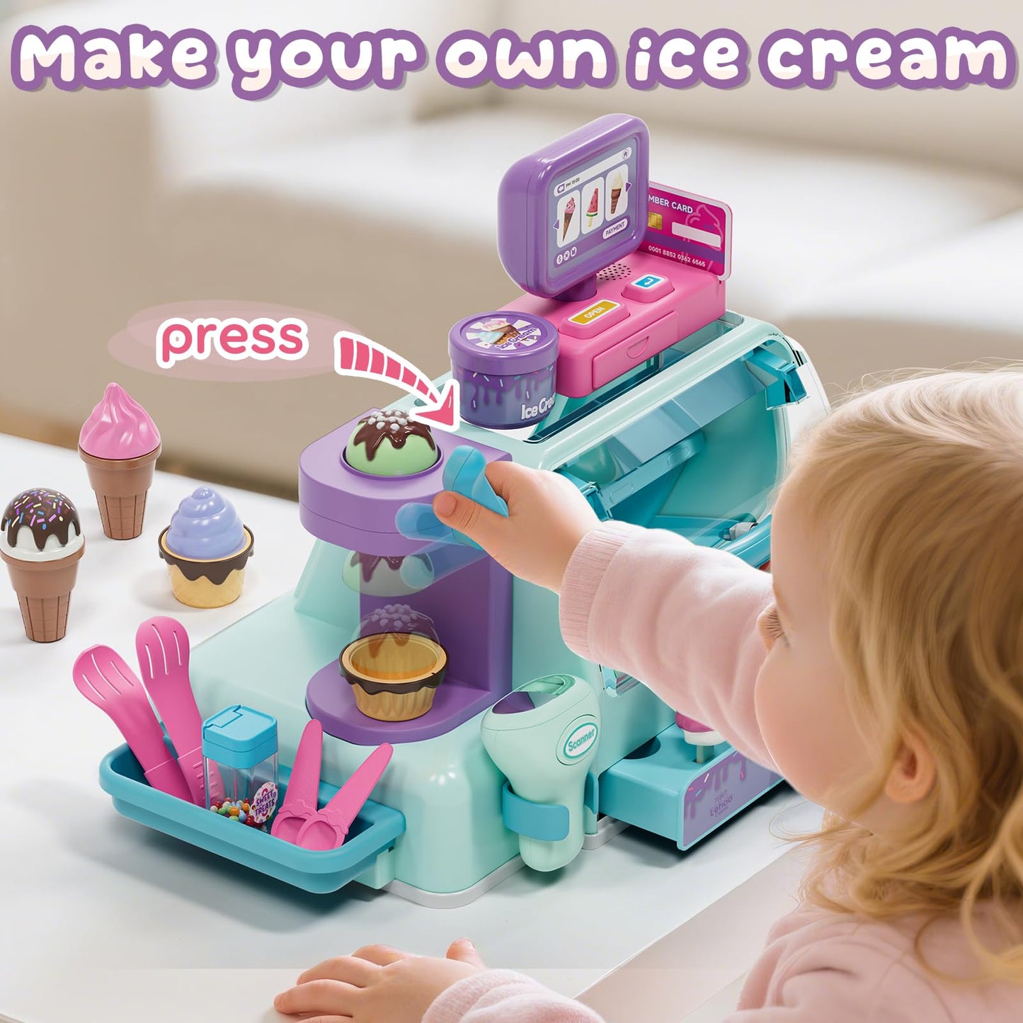 Lehoo Castle Ice Cream Toy – Ice Cream Counter Playset for Kids 3-6