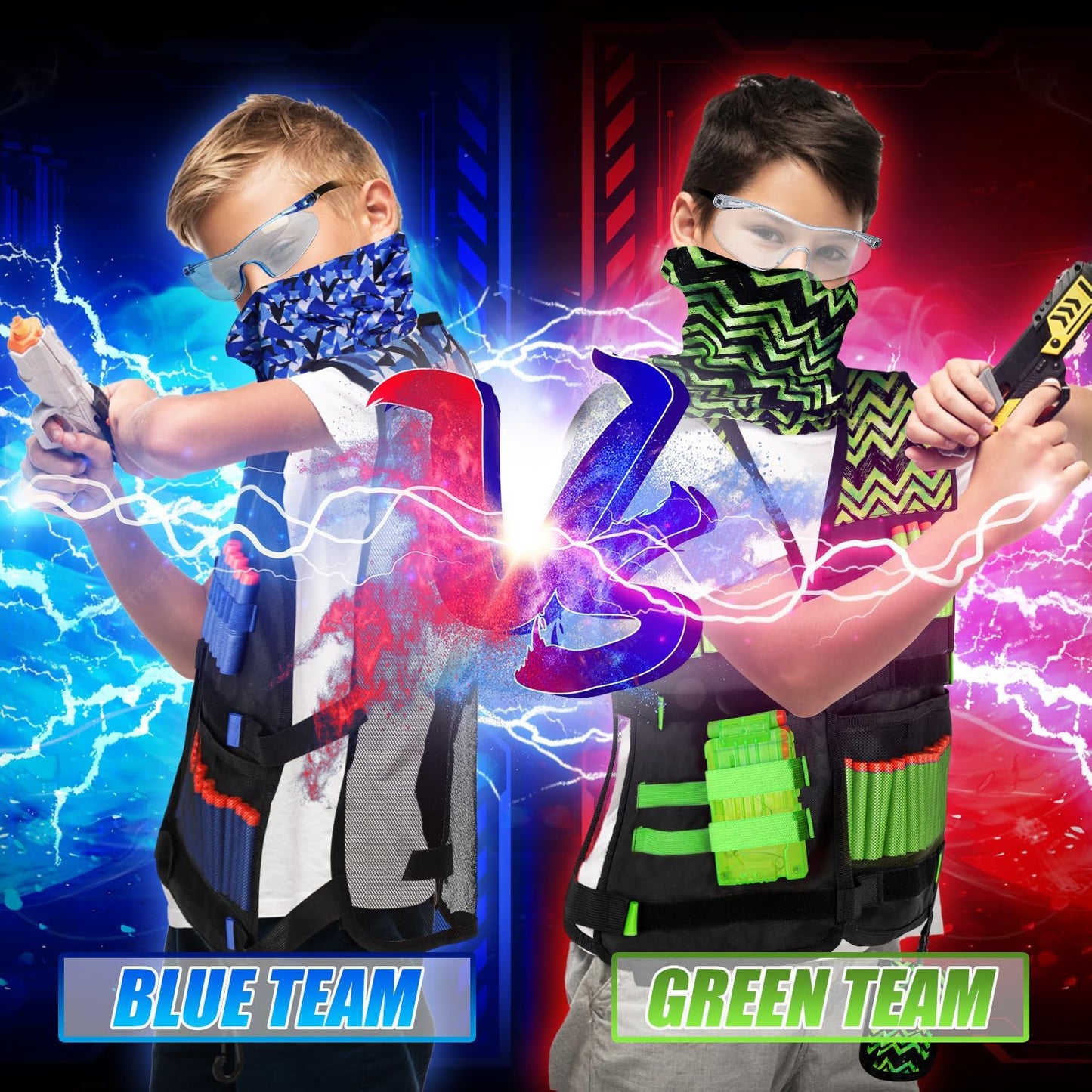 Lehoo Castle 2Pack Kids Tactical Vest Kit for Nerf N-Strike Elite – 60 Darts & Accessories