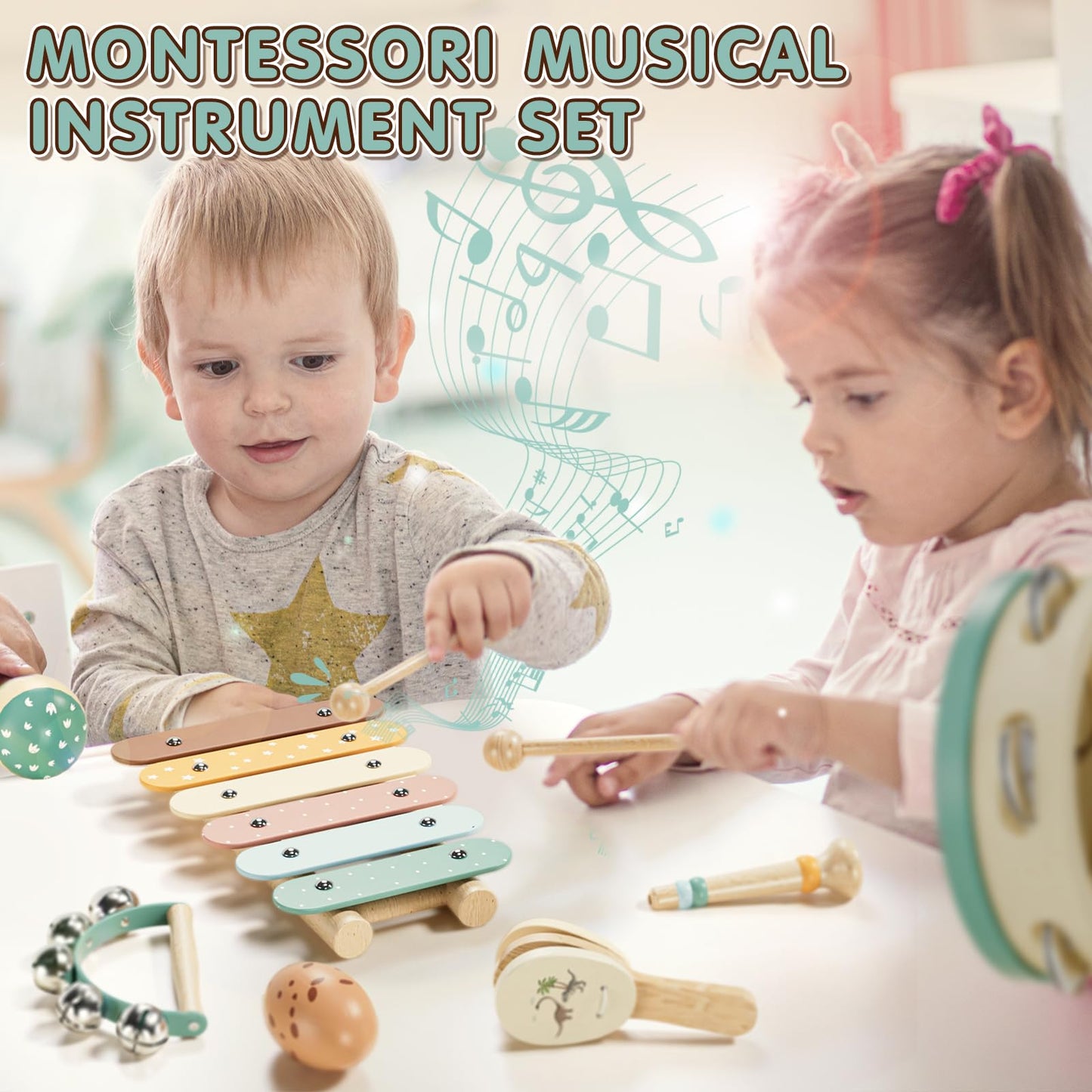 Lehoo Castle Baby Musical Instruments — Montessori Wooden Toys for Toddlers 1-3