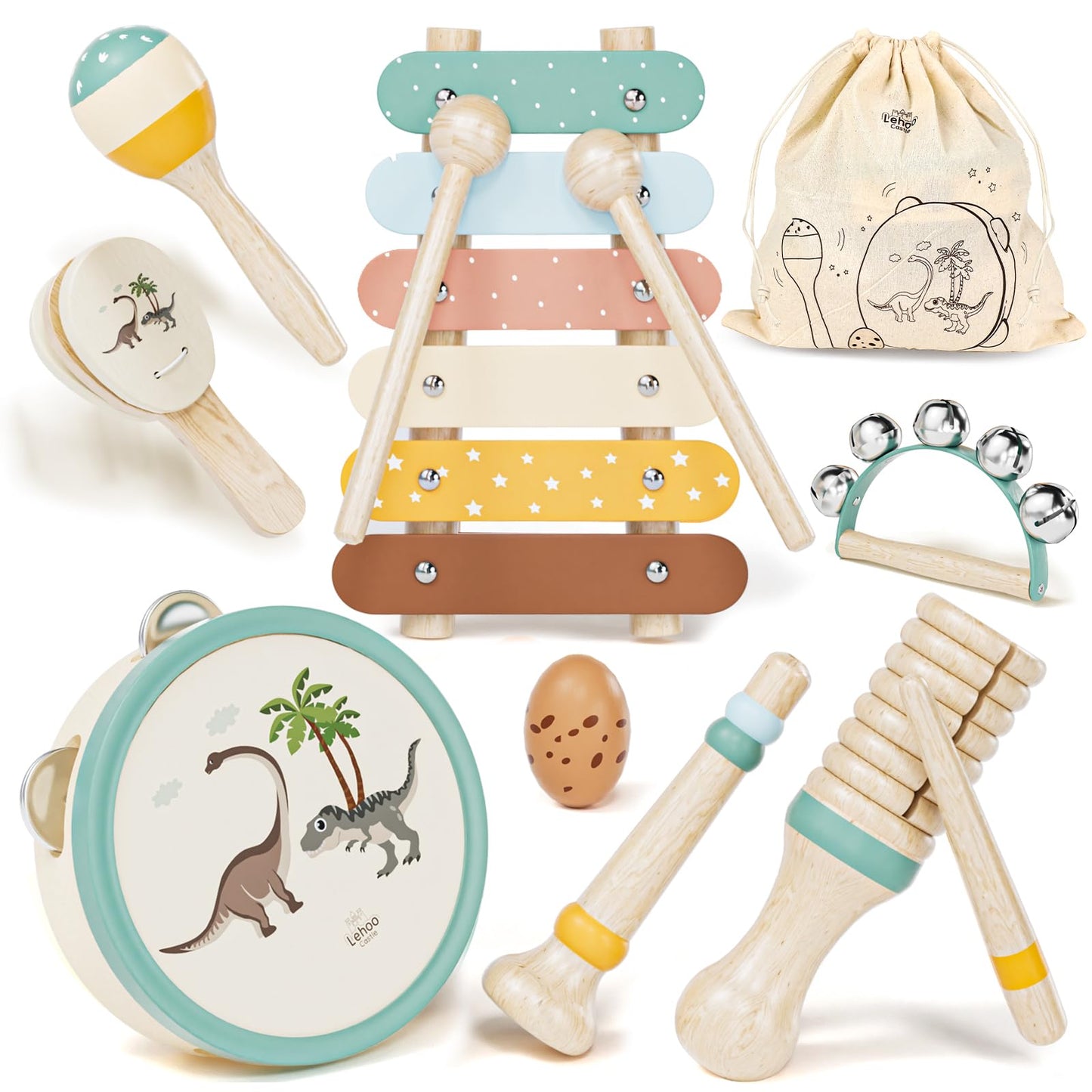 Lehoo Castle Baby Musical Instruments — Montessori Wooden Toys for Toddlers 1-3