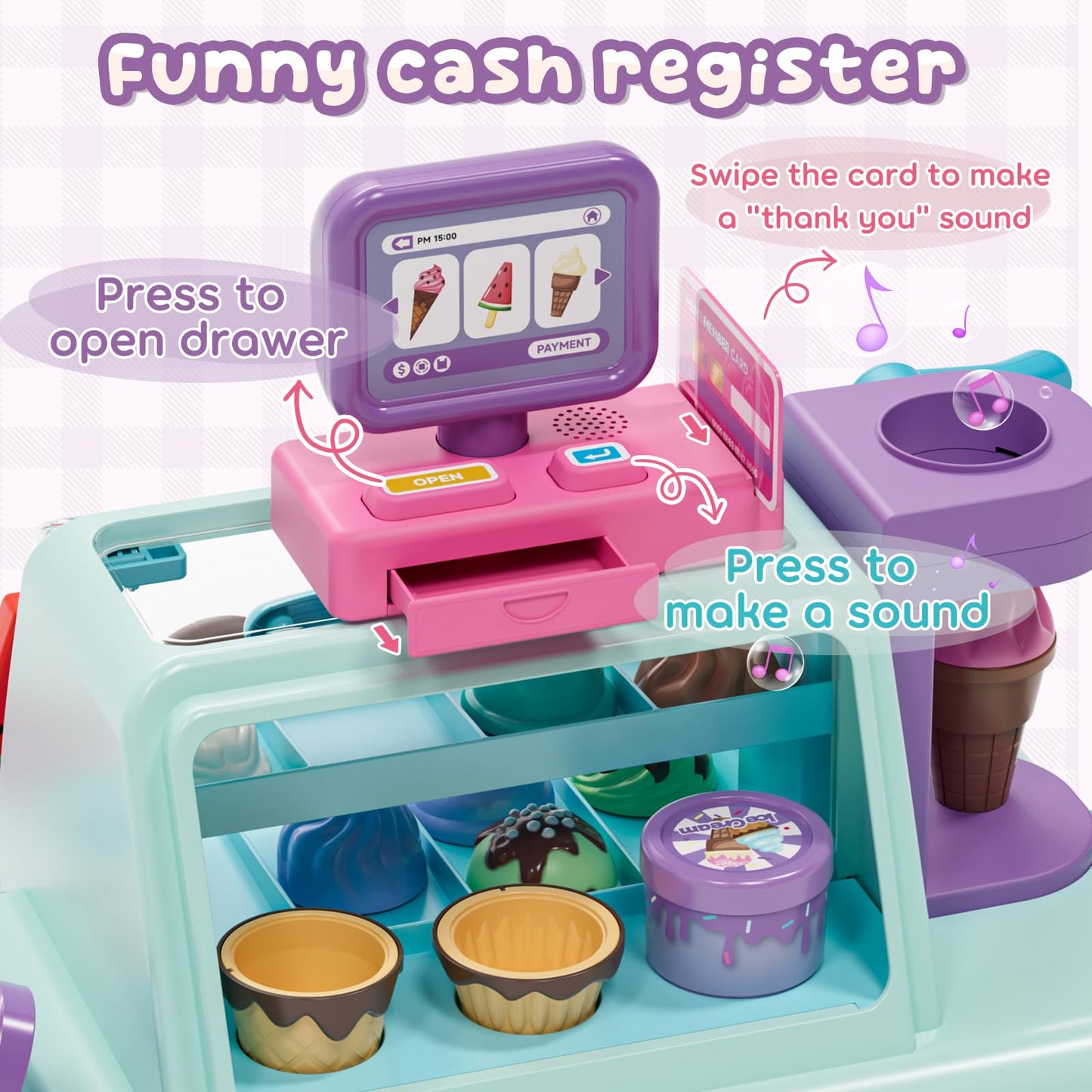 Lehoo Castle Ice Cream Toy – Ice Cream Counter Playset for Kids 3-6