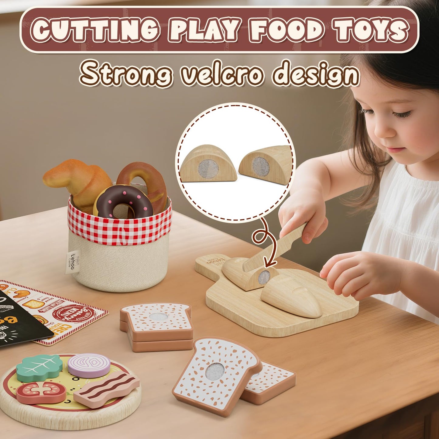 Lehoo Castle Wooden Pizza Oven Playset – Pretend Kitchen Toys for 3-5 Year Olds