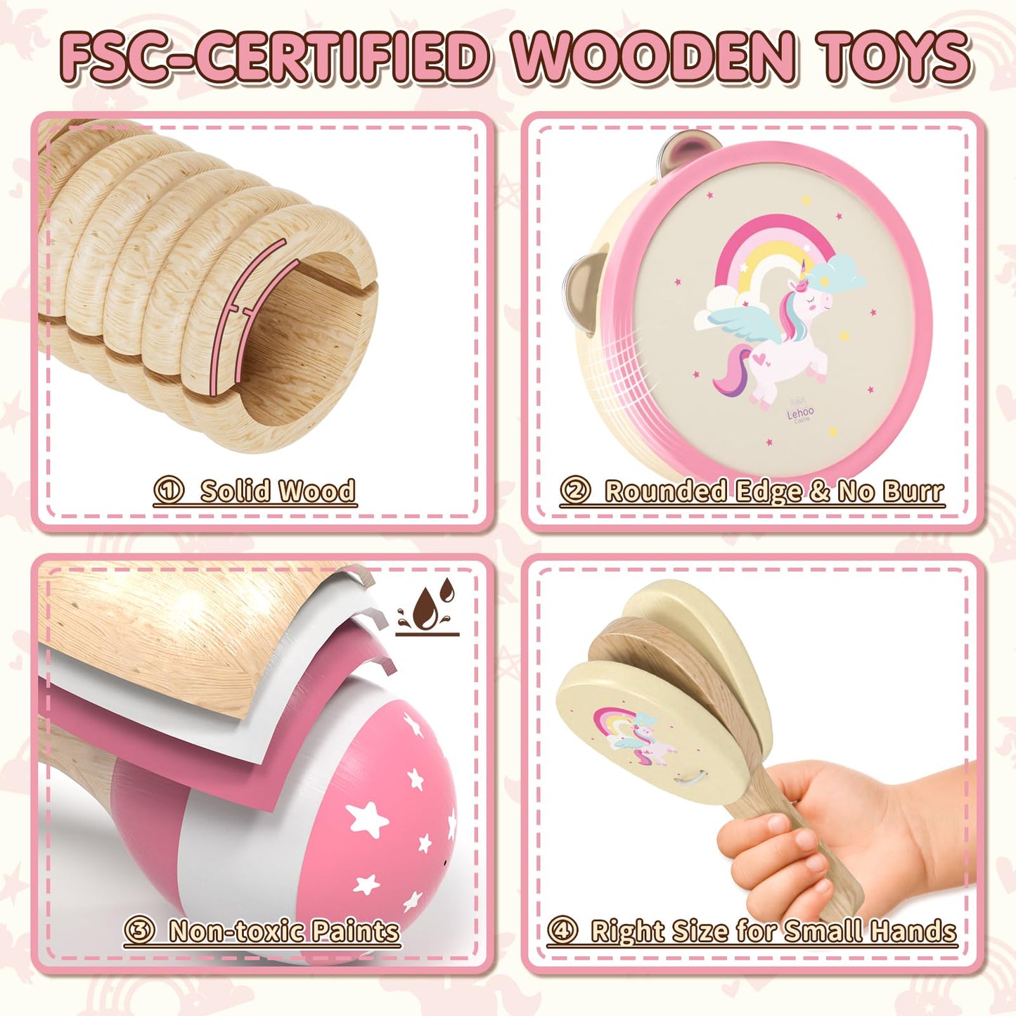 Lehoo Castle Baby Musical Instruments for Toddlers 1-3 — Montessori Wood Toys