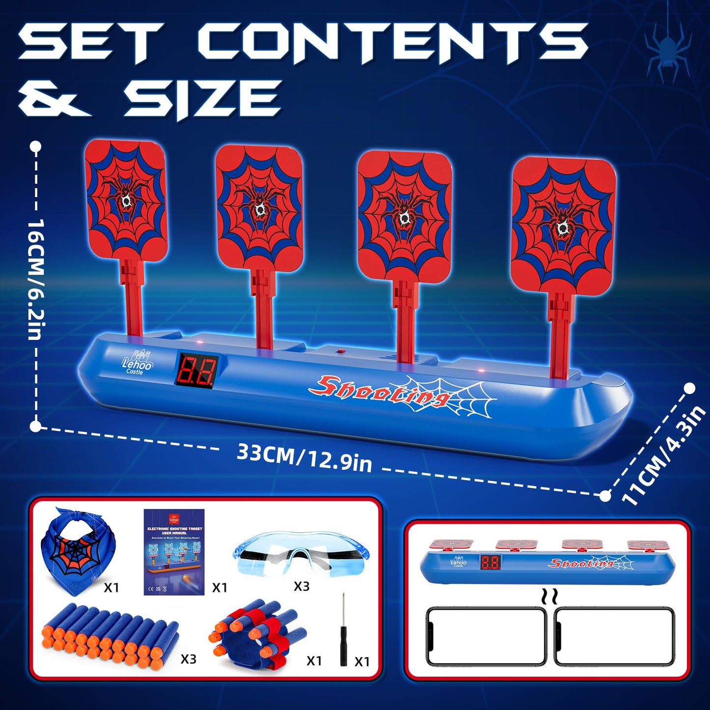 Lehoo Castle Nerf Target – Auto-Reset Shooting Game with Vest & 60 Darts