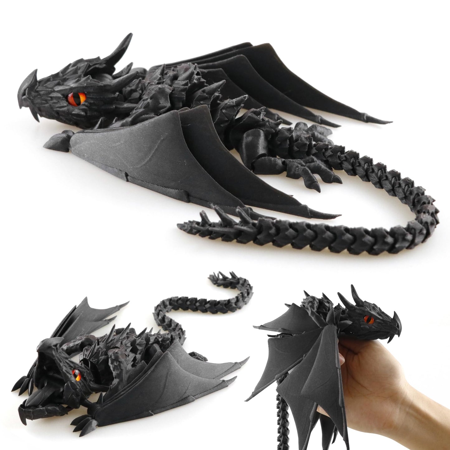 LehuoMaker 3D Printed Dragon with Wings – Articulated Fidget Desk Decor