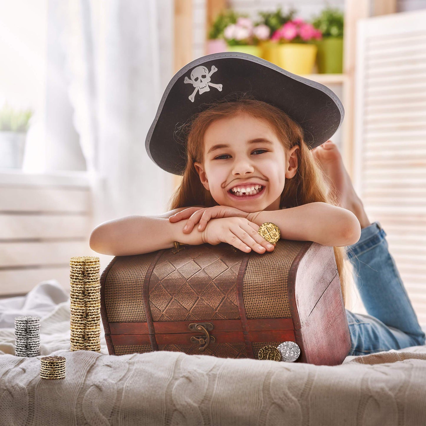 Leib Games Large Pirate Coins Set – 102 Treasure Doubloons (Bronze, Silver & Gold) for Parties, Cosplay & Decor