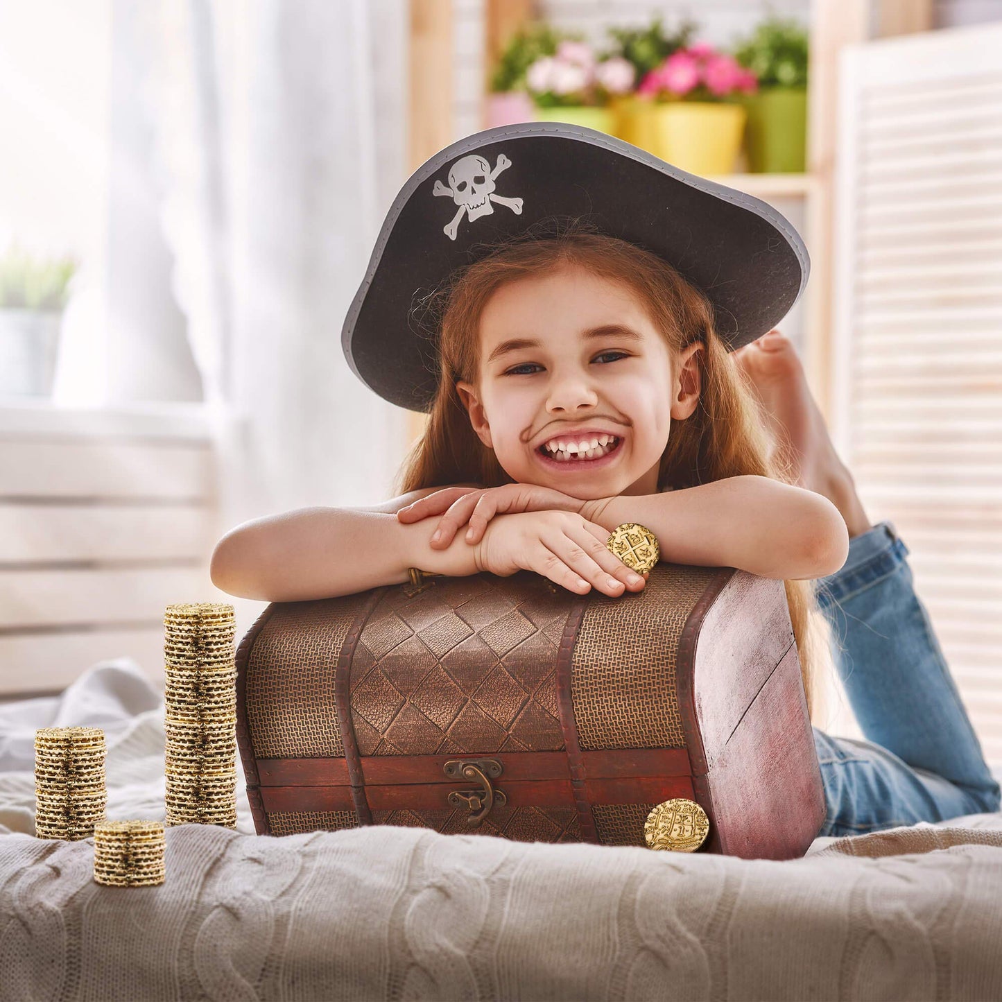 Leib Games Large Metal Pirate Coins - 100 Gold Doubloons (7/8in) for Games & Parties