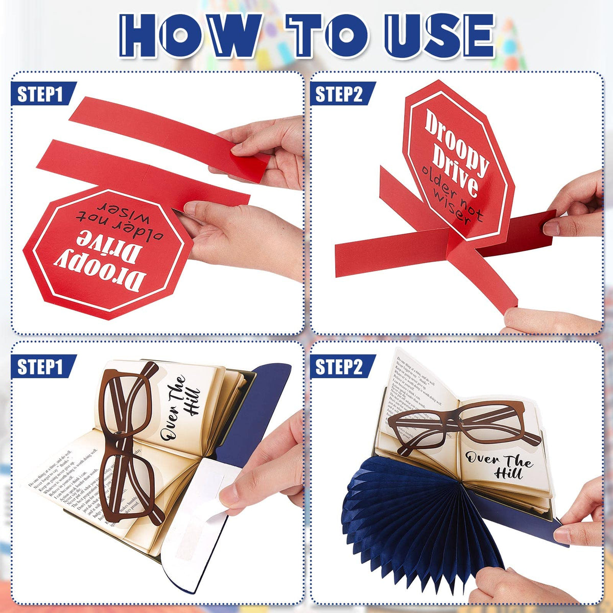 Leinuosen 9 Pcs Over-the-Hill Party Supplies: Old Age Honeycomb Centerpieces & Gag Cards