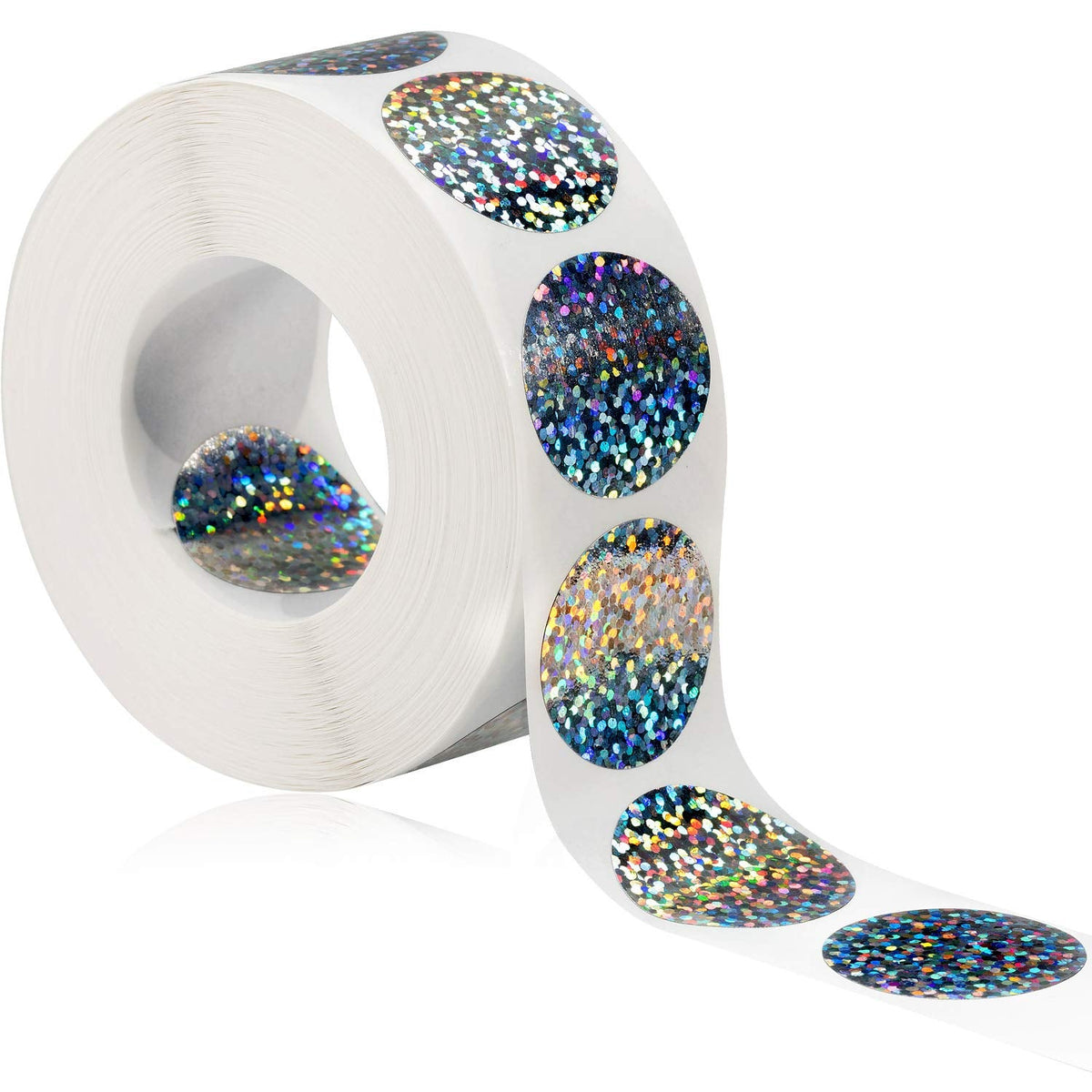 Leinuosen 1000 Pcs Scratch Off Stickers - Holographic 1-Inch Circle Labels for DIY Crafts & Party Games