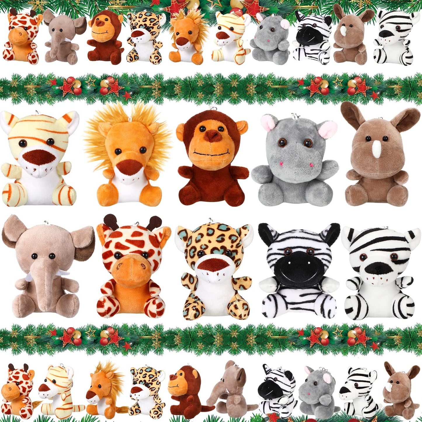 Leitee 20 Pcs Small Stuffed Animals Bulk – 4.7-Inch Mini Safari Plush Toys, 10 Styles