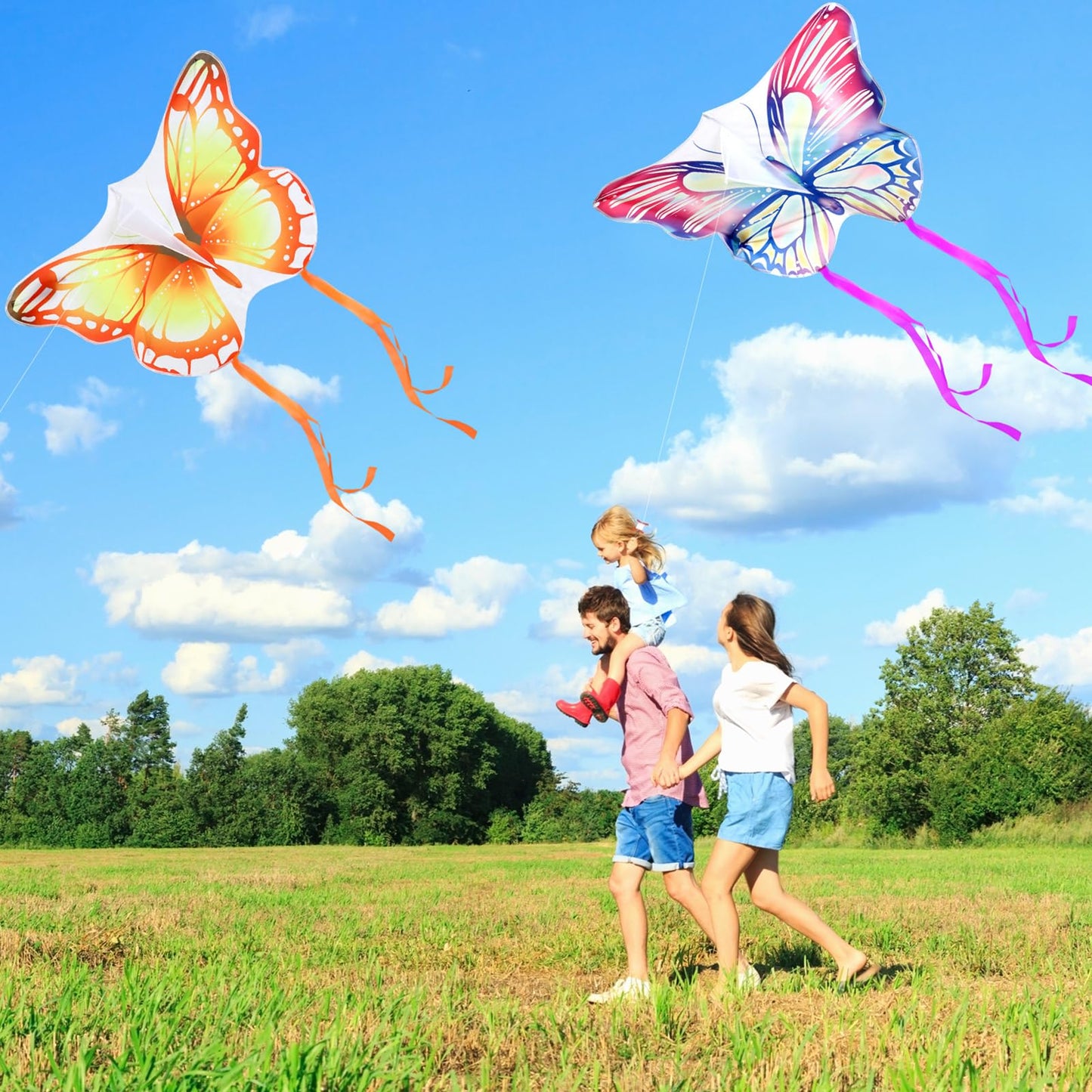 Leitee 6 Pack Large Kite Set: Butterfly, Dragonfly, Owl, Parrot, Eagle & Goldfish