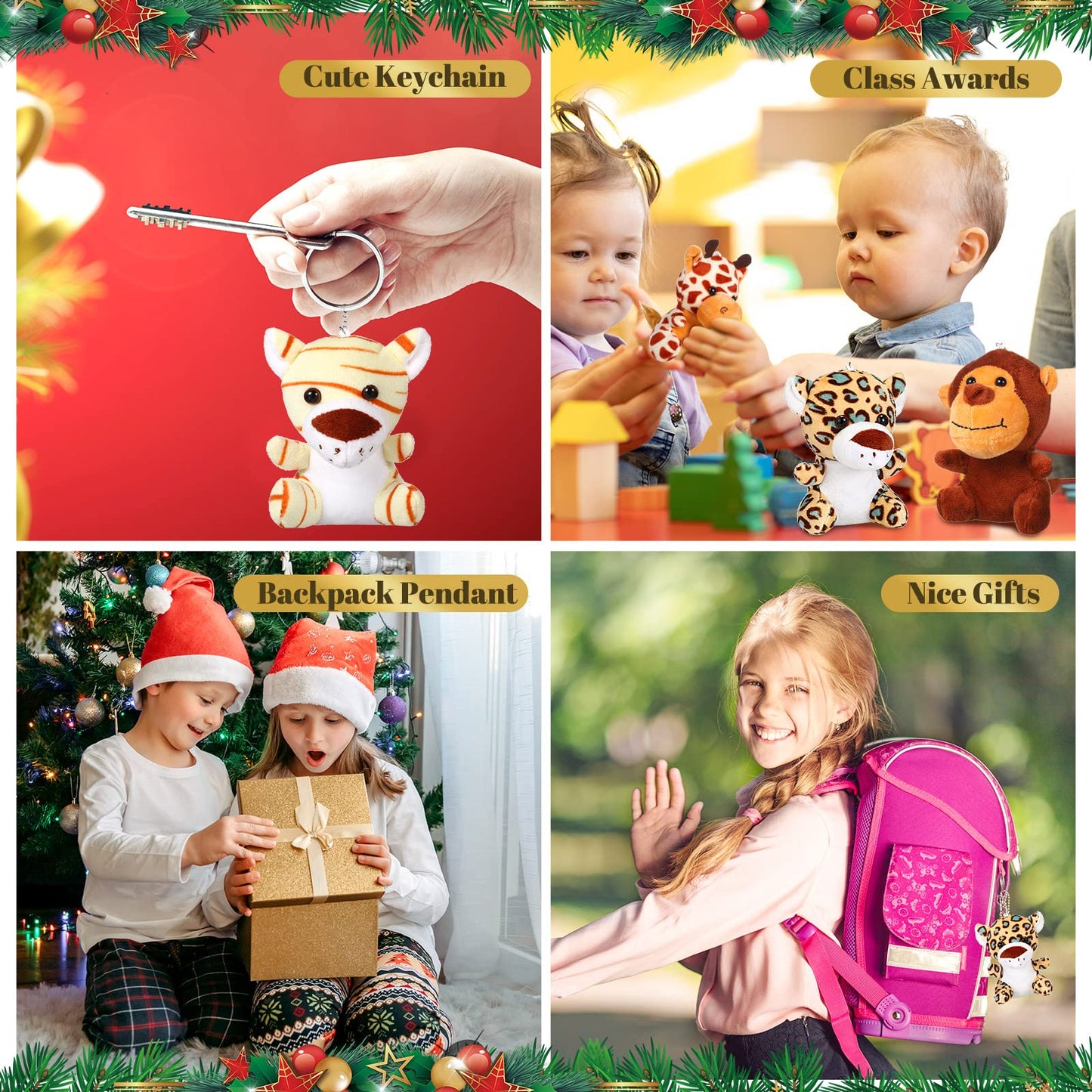 Leitee 20 Pcs Small Stuffed Animals Bulk – 4.7-Inch Mini Safari Plush Toys, 10 Styles