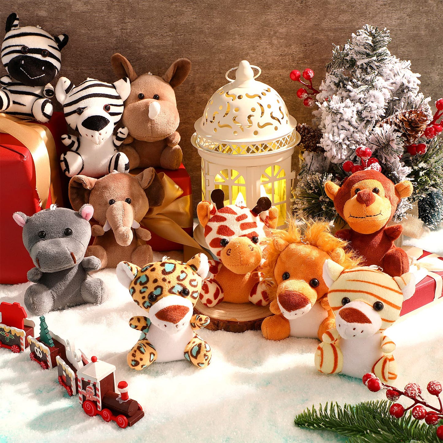 Leitee 20 Pcs Small Stuffed Animals Bulk – 4.7-Inch Mini Safari Plush Toys, 10 Styles