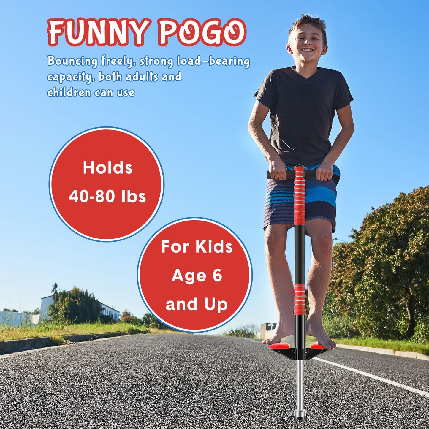 Leitee 3-Pcs Pogo Stick for Kids 6+ | Soft Foam Jump Sticks 40-80 lbs | Outdoor Activity