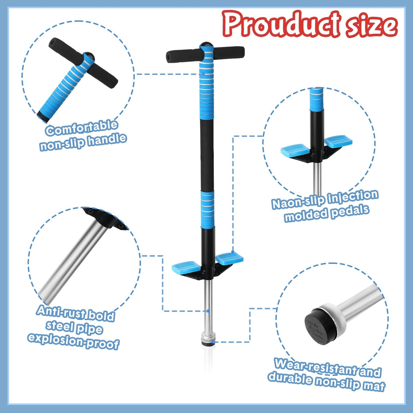 Leitee 3-Pcs Pogo Stick for Kids 6+ | Soft Foam Jump Sticks 40-80 lbs | Outdoor Activity