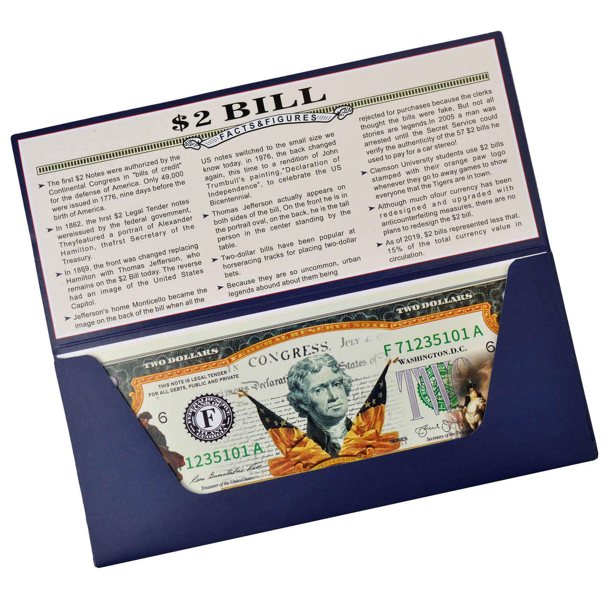 LEKA NEIL 250th Anniversary 2 Dollar Bill — Uncirculated Independence Day Collectible