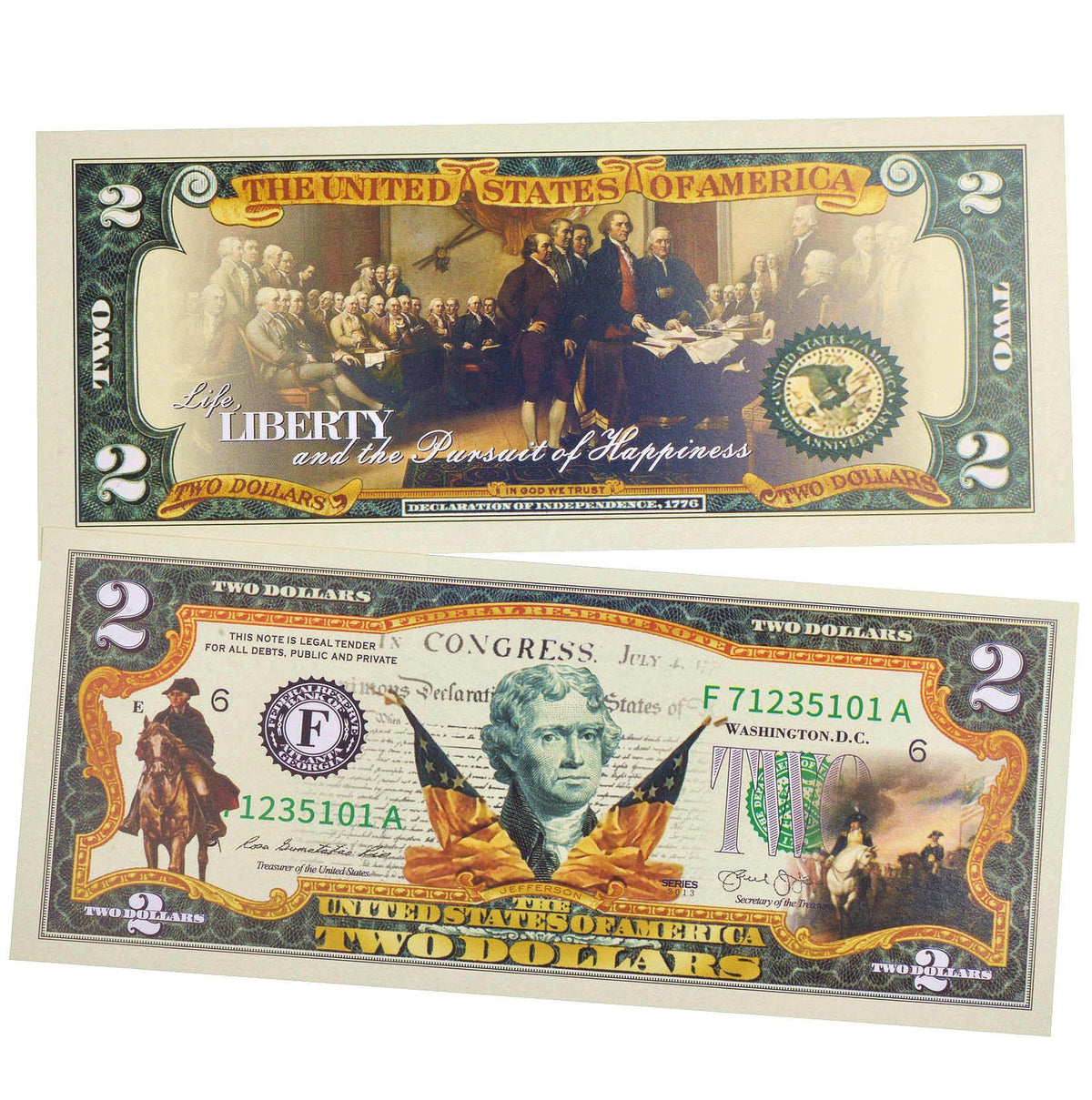 LEKA NEIL 250th Anniversary 2 Dollar Bill — Uncirculated Independence Day Collectible