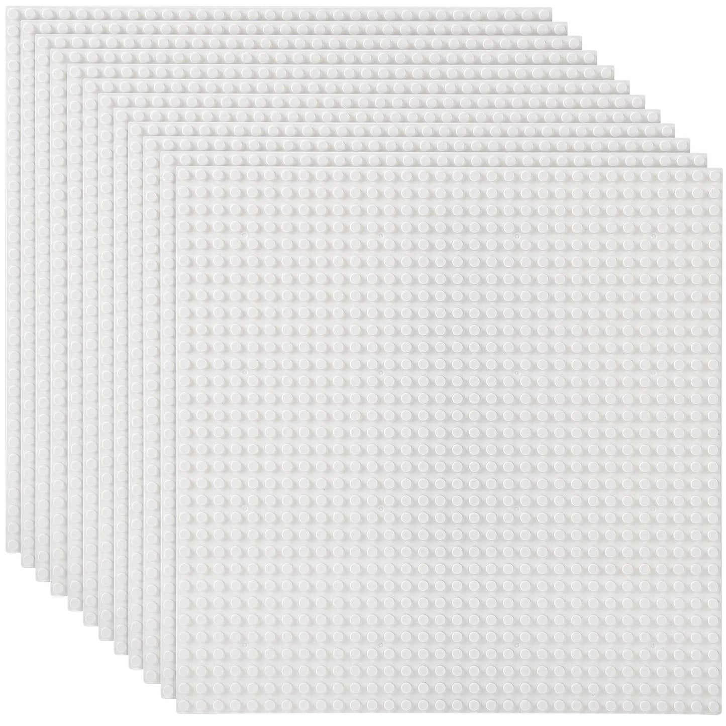 Lekebaby Classic Baseplates – 12-Pack 10x10 White Baseplates, Compatible with Major Brands