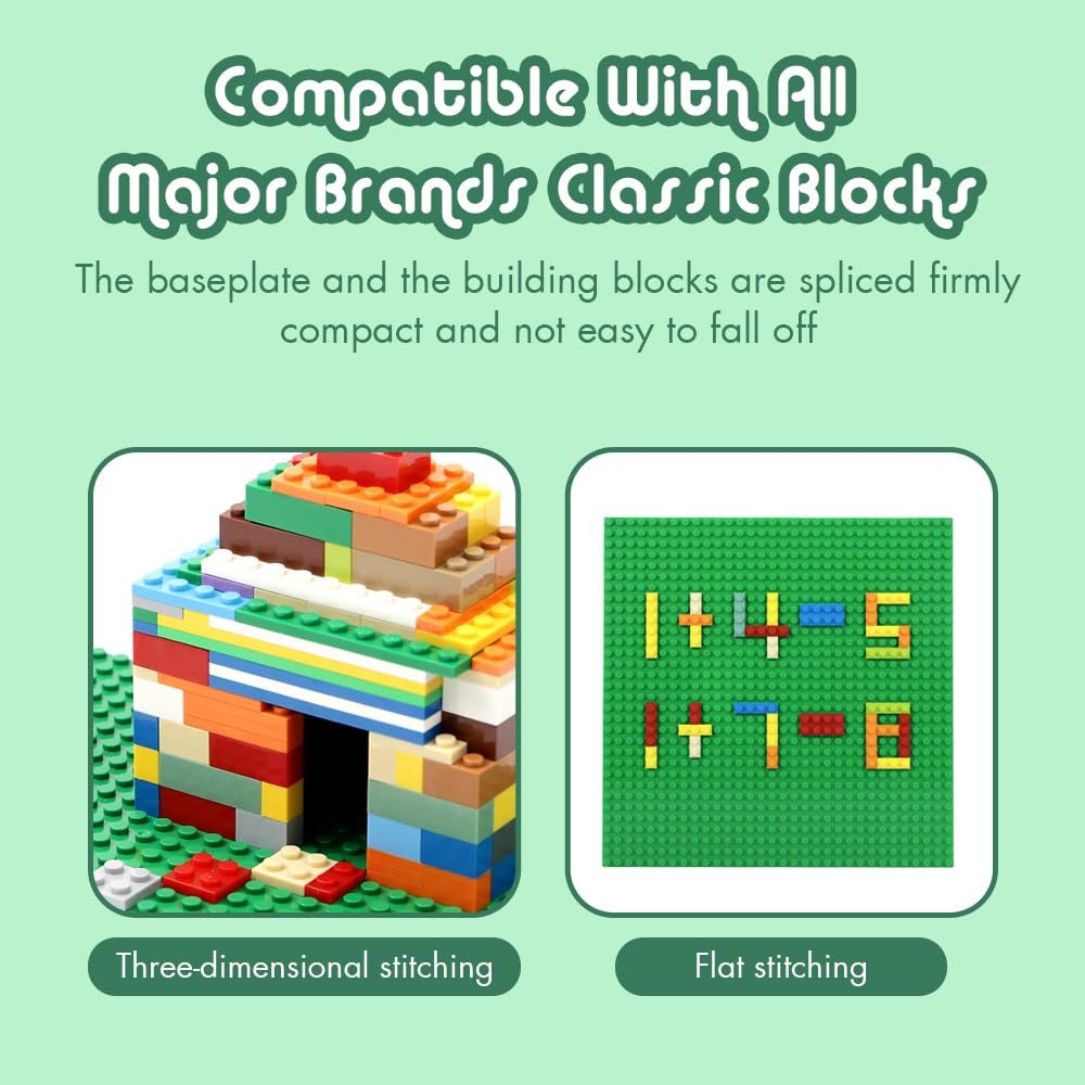 Lekebaby 12 Pack Classic Baseplates – 10x10, 6 Colors, Compatible with Major Brands