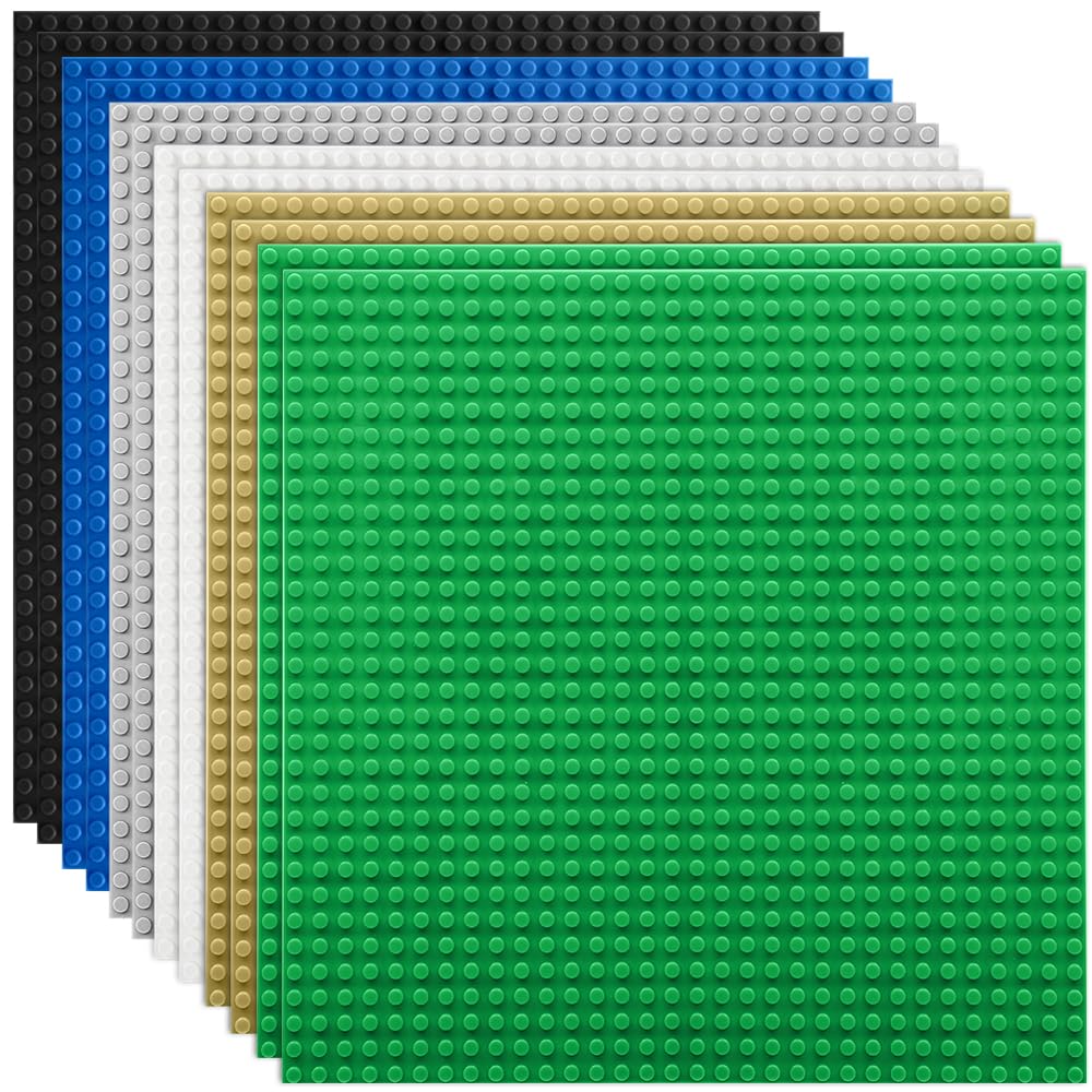 Lekebaby 12 Pack Classic Baseplates – 10x10, 6 Colors, Compatible with Major Brands