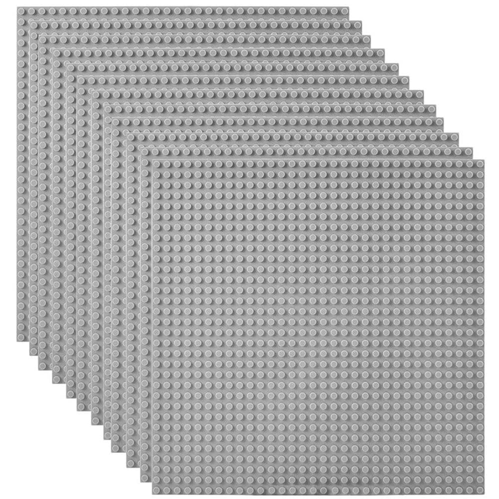 Lekebaby Classic Baseplates 10x10 Grey – Pack of 12, Compatible with Major Brands