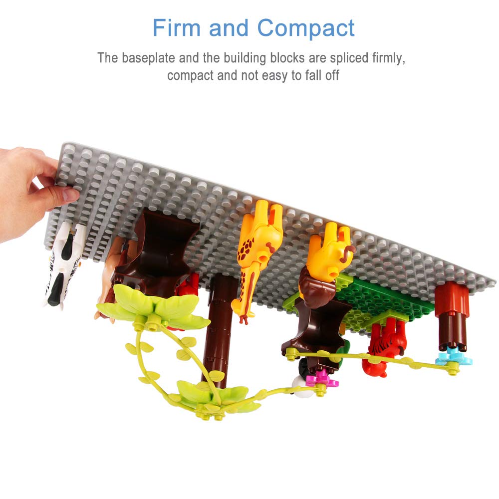 Lekebaby Classic Baseplates 10x10 Grey – Pack of 12, Compatible with Major Brands