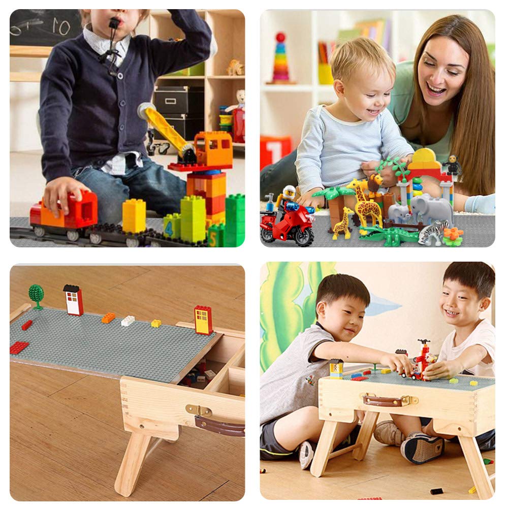 Lekebaby Classic Baseplates 10x10 Grey – Pack of 12, Compatible with Major Brands