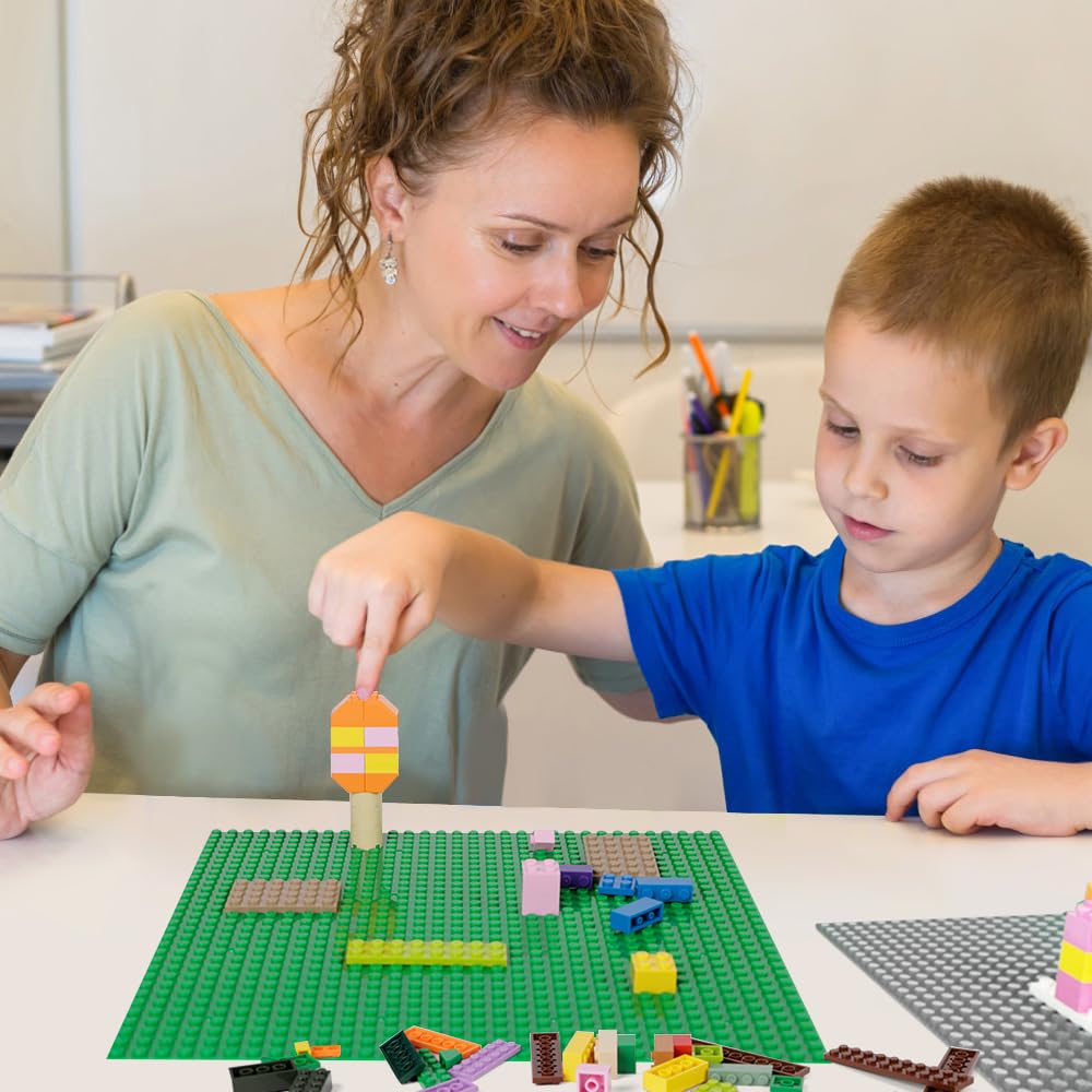 Lekebaby 12 Pack Classic Baseplates – 10x10, 6 Colors, Compatible with Major Brands