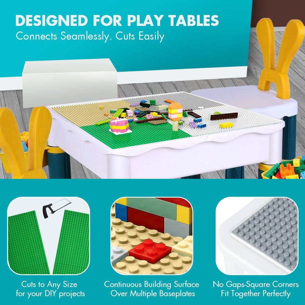 Lekebaby 12 Pack Classic Baseplates – 10x10, 6 Colors, Compatible with Major Brands