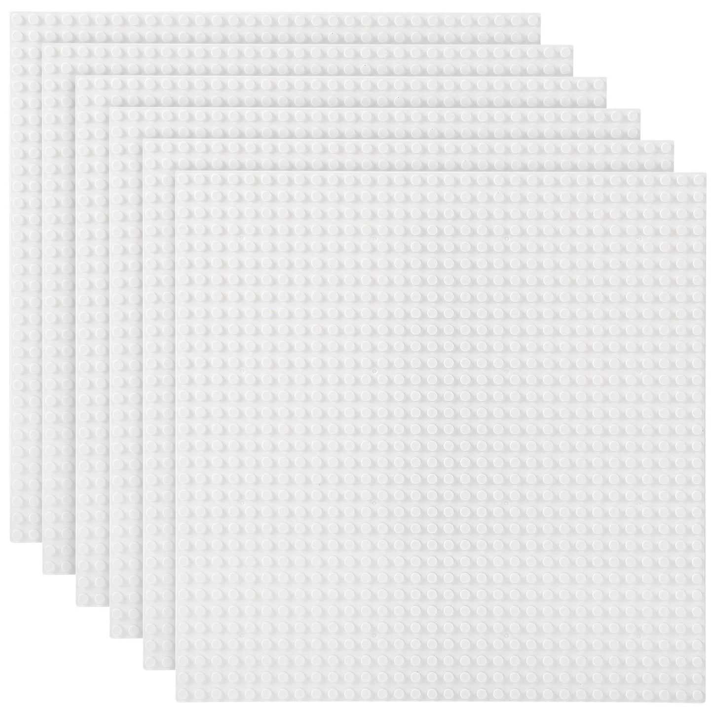 Lekebaby Classic Baseplates – 6-Pack 5x5 White Baseplates, 10x10 Layout, Compatible with Major Brands