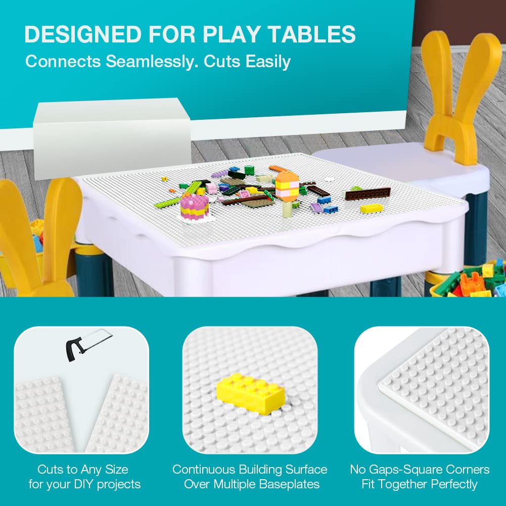 Lekebaby Classic Baseplates – 6-Pack 5x5 White Baseplates, 10x10 Layout, Compatible with Major Brands
