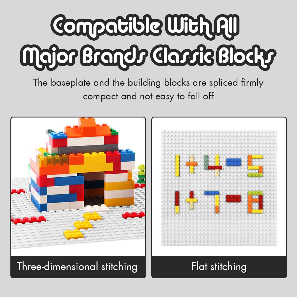 Lekebaby Classic Baseplates – 6-Pack 5x5 White Baseplates, 10x10 Layout, Compatible with Major Brands