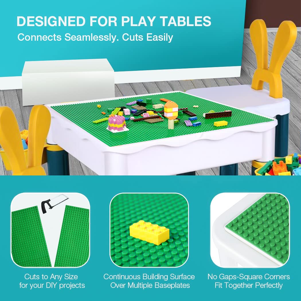 Lekebaby Classic Baseplates 10x10 – 6-Pack (Green, Blue, White) – 100% Compatible with Major Brands