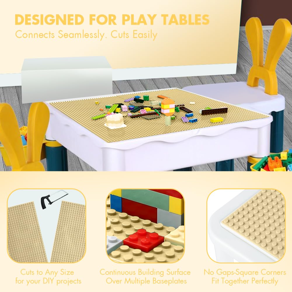 Lekebaby 12 Packs Classic Baseplates – 10x10 Sand, Compatible with Major Brands