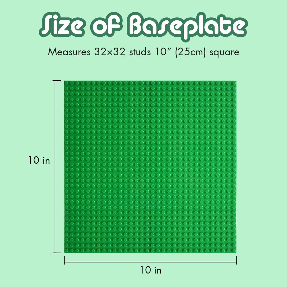 Lekebaby Classic Baseplates 10x10 Green – 12-Pack, Compatible with Major Brands