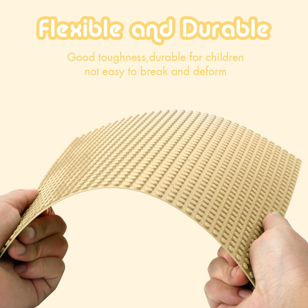 Lekebaby 12 Packs Classic Baseplates – 10x10 Sand, Compatible with Major Brands