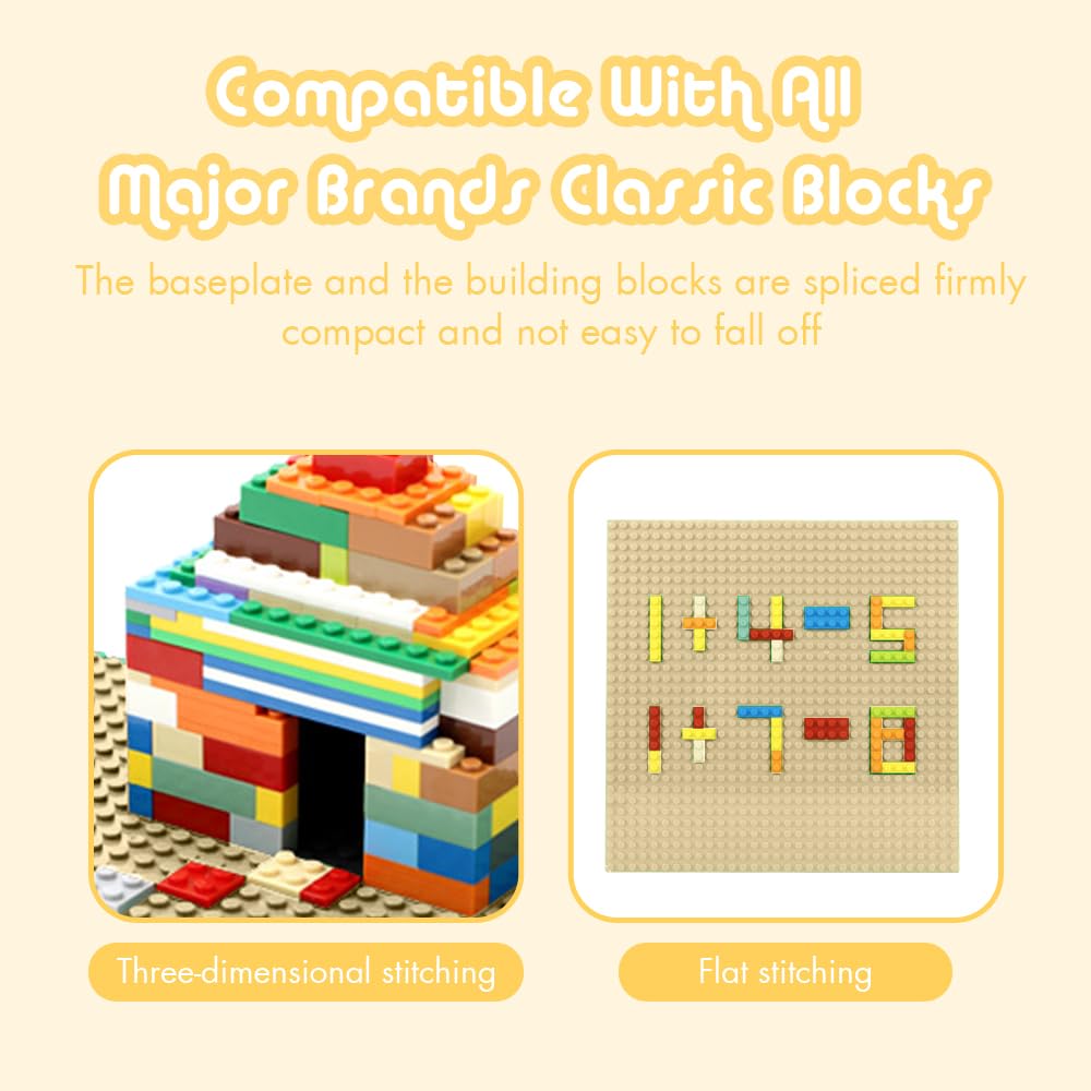 Lekebaby 12 Packs Classic Baseplates – 10x10 Sand, Compatible with Major Brands