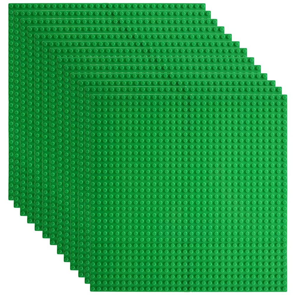 Lekebaby Classic Baseplates 10x10 Green – 12-Pack, Compatible with Major Brands