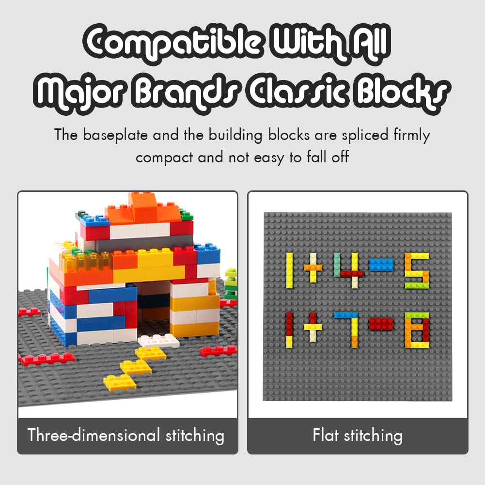 Lekebaby Classic Baseplates 10x10 – 6-Pack Grey, Compatible with Major Brands