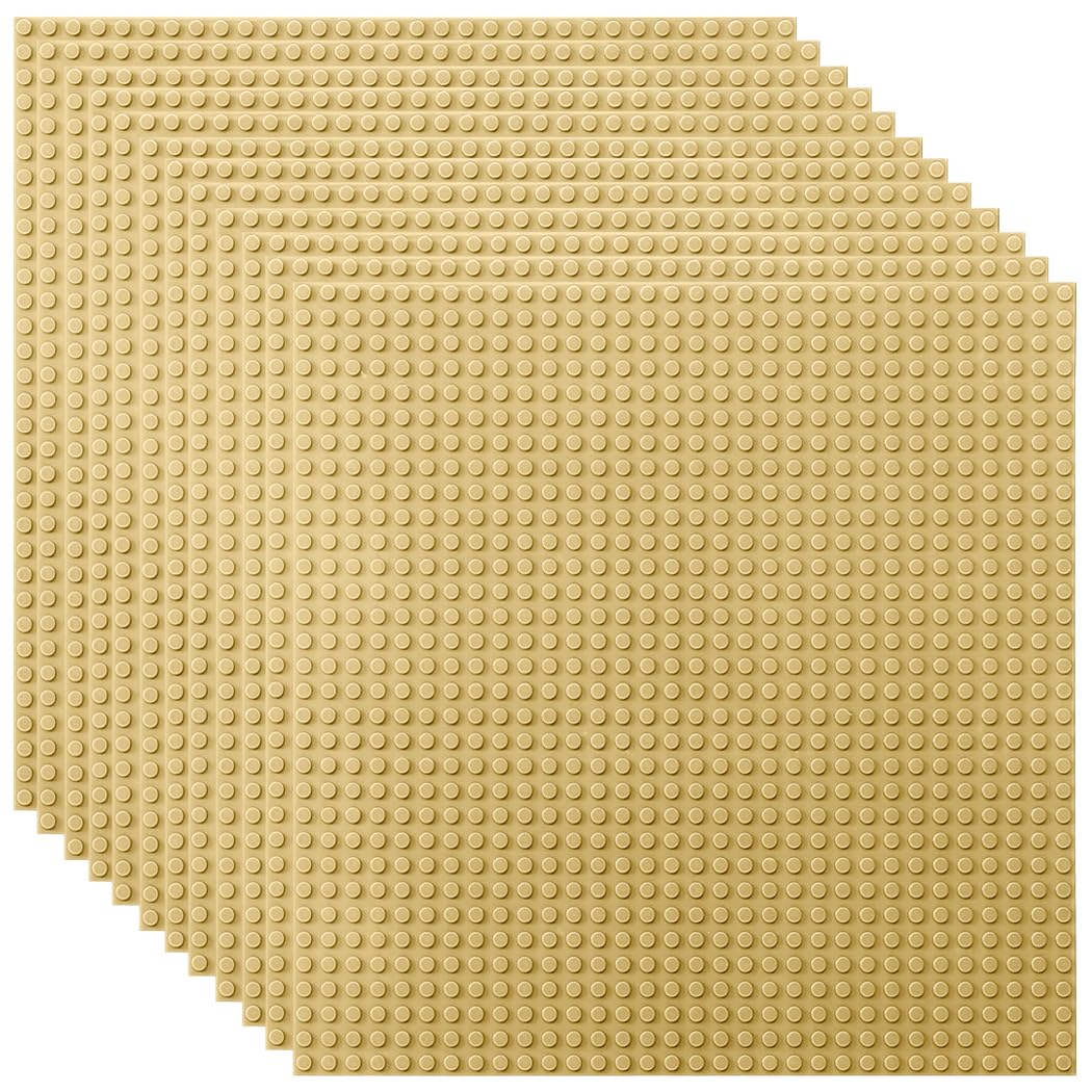 Lekebaby 12 Packs Classic Baseplates – 10x10 Sand, Compatible with Major Brands