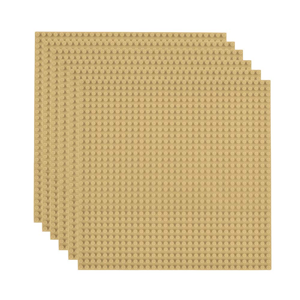Lekebaby Classic Baseplates 10x10 Sand – 6-Pack, Compatible with Major Brands