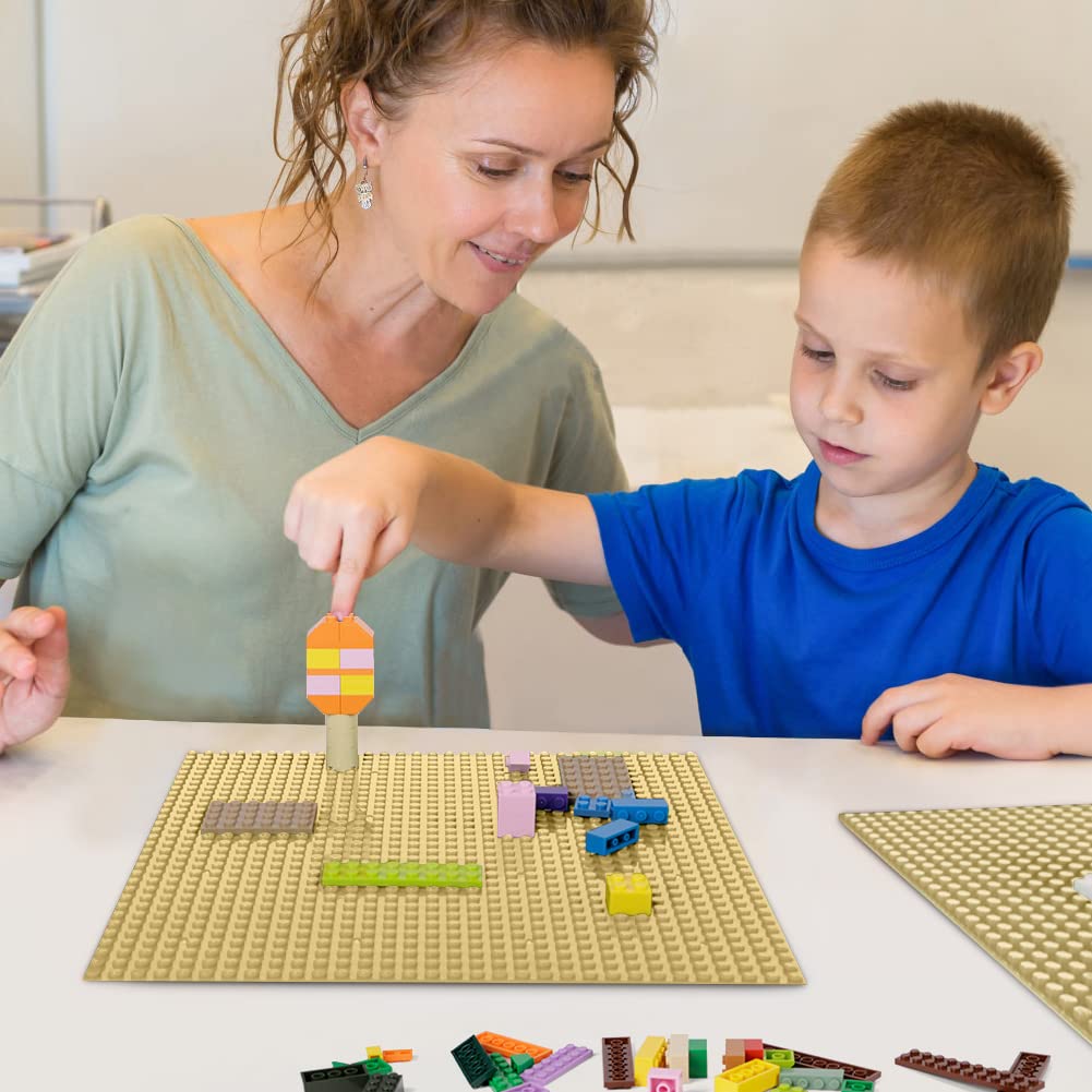 Lekebaby Classic Baseplates 10x10 Sand – 6-Pack, Compatible with Major Brands