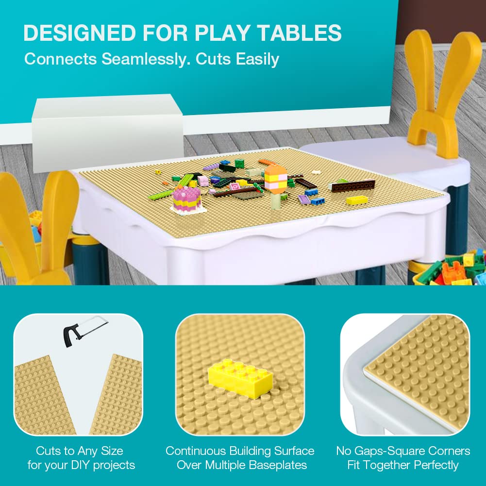 Lekebaby Classic Baseplates 10x10 Sand – 6-Pack, Compatible with Major Brands