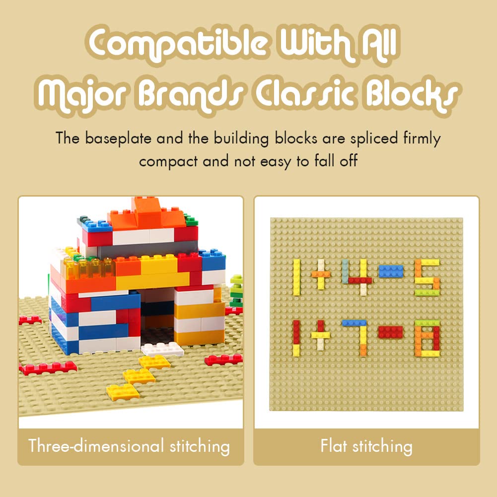 Lekebaby Classic Baseplates 10x10 Sand – 6-Pack, Compatible with Major Brands